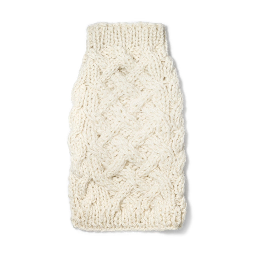 Håndstrikket hundegenser i 100% ull - offwhite