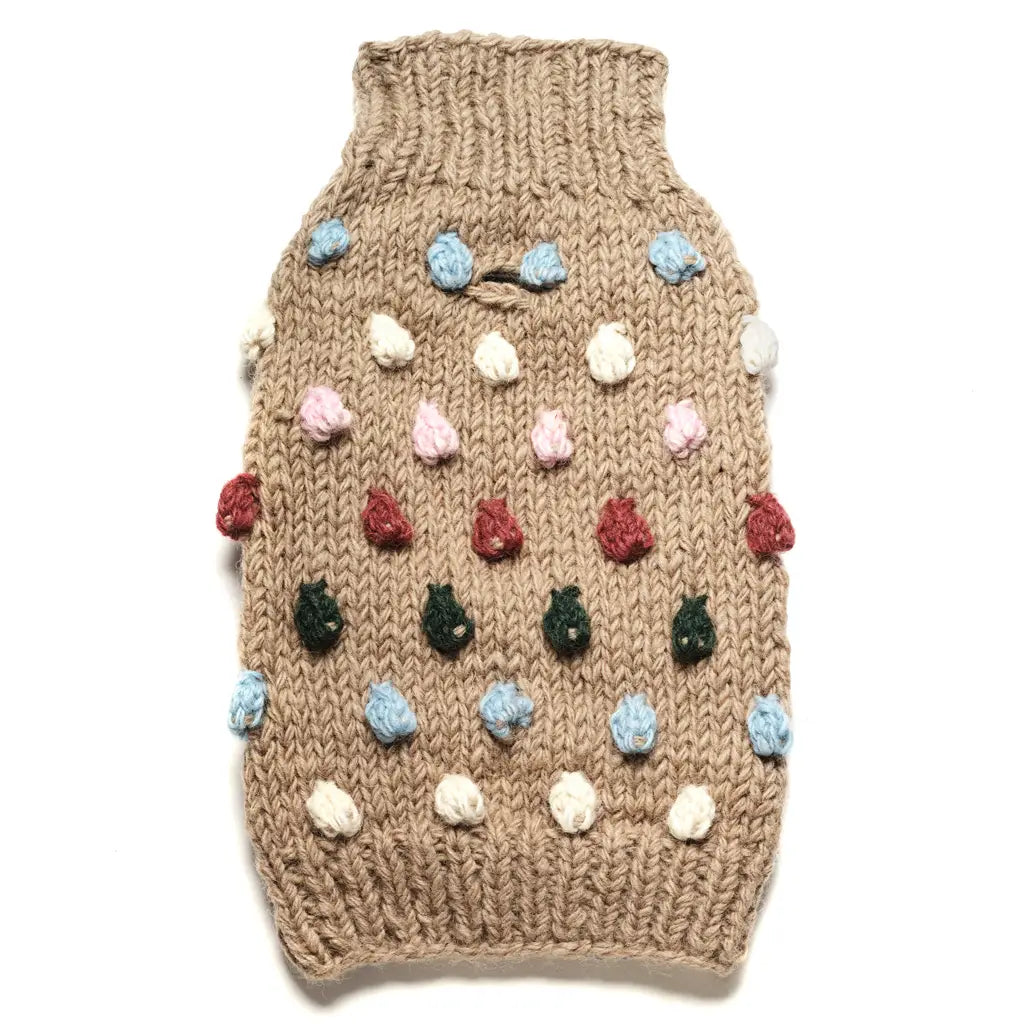 Håndstrikket hundegenser i 100% ull - beige - Dyrekompaniet