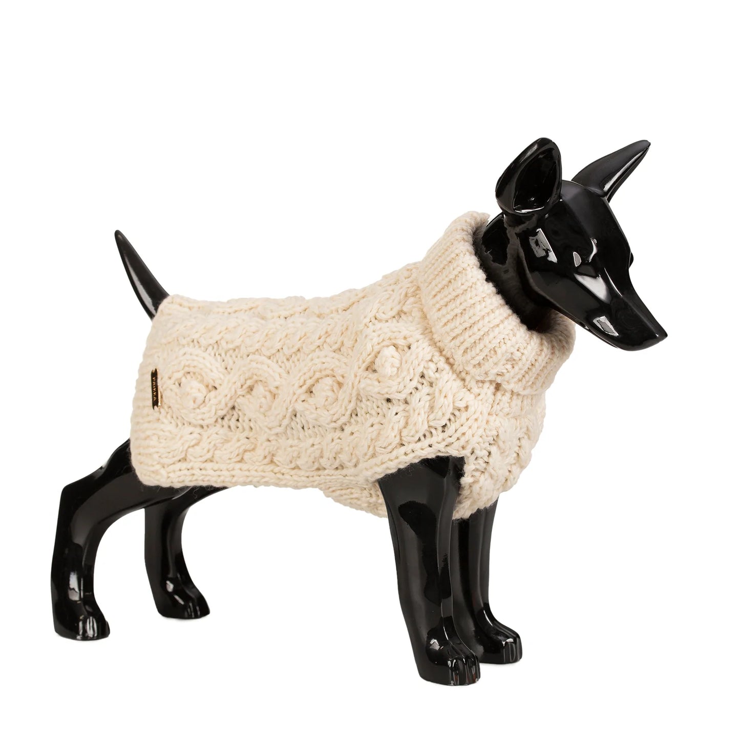 Strikket hundegenser i ull - offwhite - Dyrekompaniet