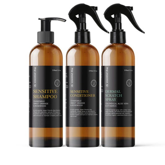 Gavepakke hund med shampoo, balsam og spray.