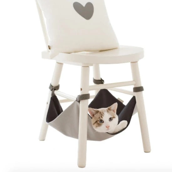 Hengekøye katt - katteseng til stol eller bord mørk grå fleece