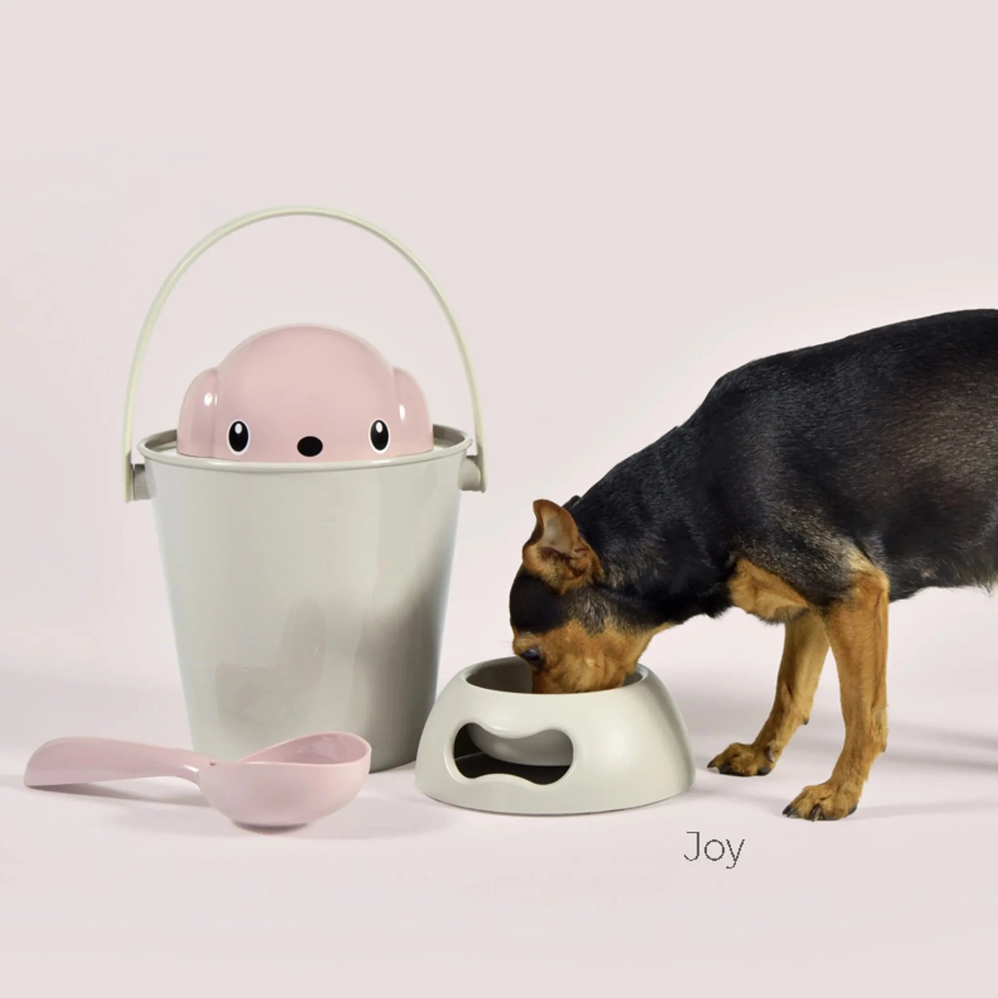 Oppbevaringsbøtte for tørrfor Hund beige/rosa - Dyrekompaniet